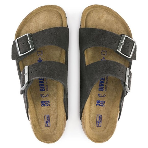 BIRKENSTOCK Grey Suede Leather Arizona Sandals 41 - Picture 2 of 16